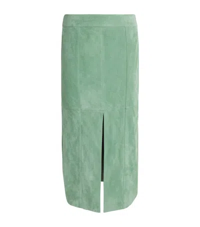 Ulla Johnson Suede Orion Midi Pencil Skirt In Green