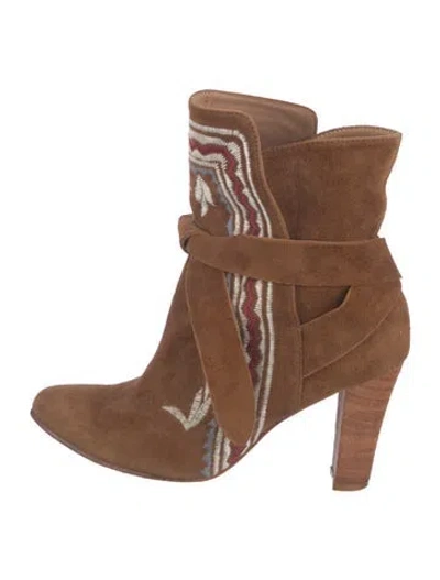 Pre-owned Ulla Johnson Suede Printed Boots In Brown