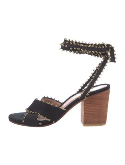 Pre-owned Ulla Johnson Suede Sandals In Black