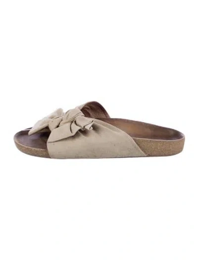 Pre-owned Ulla Johnson Suede Slides In Neutral
