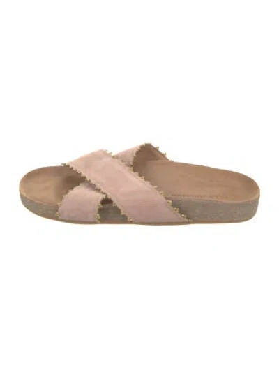 Pre-owned Ulla Johnson Suede Slides In Pink