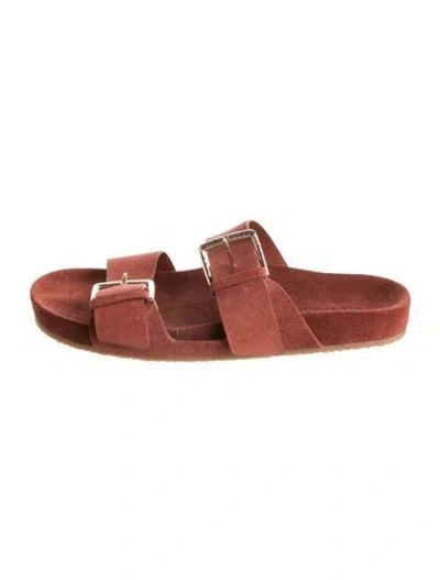 Pre-owned Ulla Johnson Suede Slides In Red