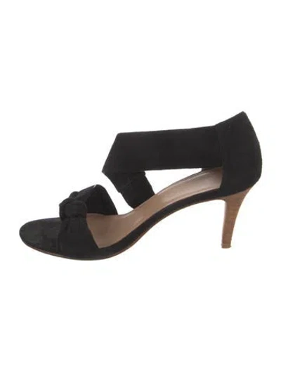 Pre-owned Ulla Johnson Suede Slingback Sandals In Black