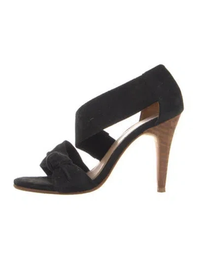 Pre-owned Ulla Johnson Suede Slingback Sandals In Black
