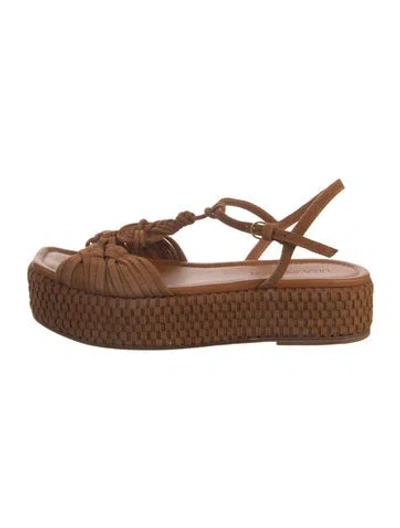 Pre-owned Ulla Johnson Suede Slingback Sandals In Brown