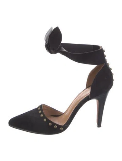 Pre-owned Ulla Johnson Suede Studded Accents Pumps In Black