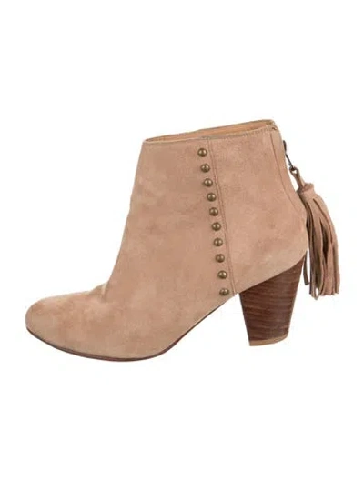 Pre-owned Ulla Johnson Suede Tassel Accents Boots In Neutrals