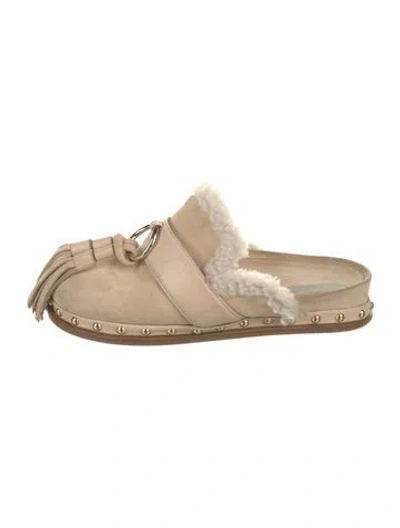 Pre-owned Ulla Johnson Suede Tassel Accents Mules In Neutral
