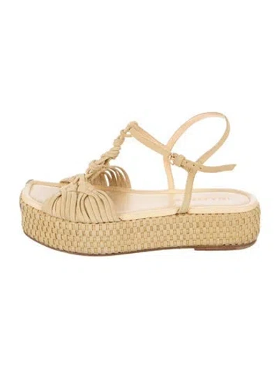Pre-owned Ulla Johnson Suede T-strap Sandals In Neutrals/yellow