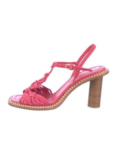 Pre-owned Ulla Johnson Suede T-strap Sandals In Pink