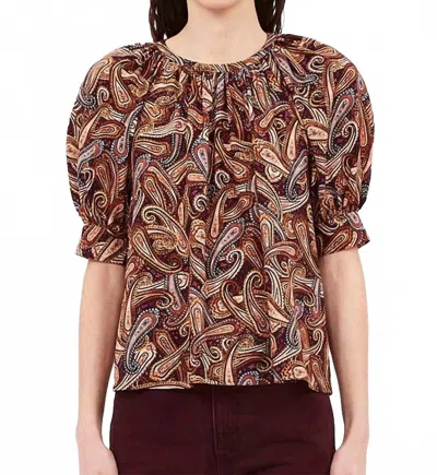 Ulla Johnson Suri Short Sleeve Top In Bergamot In Brown