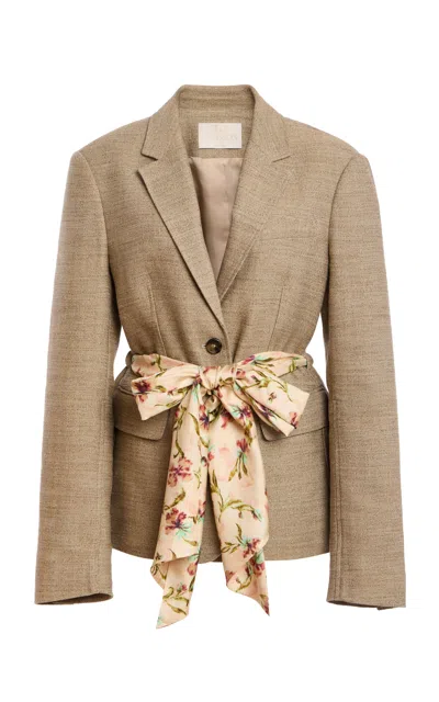 Ulla Johnson Sybil Cotton-linen Draped Blazer In Neutral