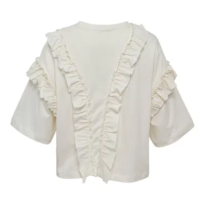Ulla Johnson Sydney Short Sleeve Ruffle Tee In Neutral