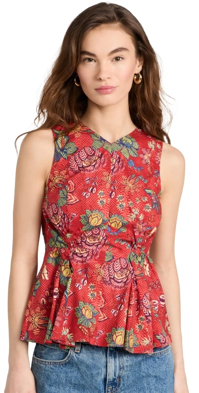 Ulla Johnson Sydney Top Hibiscus In Red