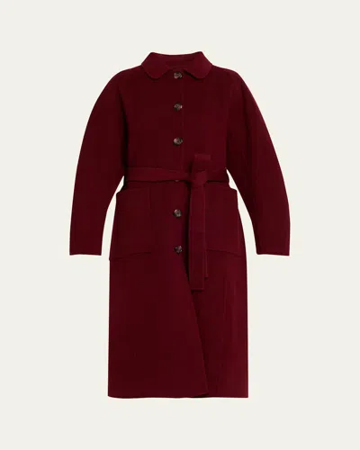 Ulla Johnson Sylvaine Flutter-sleeve Lasercut Poplin Ankle Dress In Burgundy