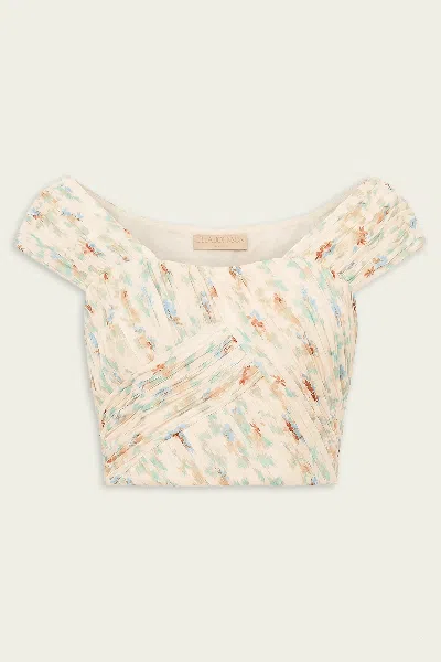 Ulla Johnson Sylvie Off The Shoulder Crop Top In Moon Petal In Neutral
