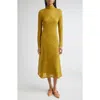 Ulla Johnson Talia Lace Long Sleeve Mock Neck Dress In Green
