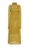 Ulla Johnson Talia Turtleneck Midi Dress In Green