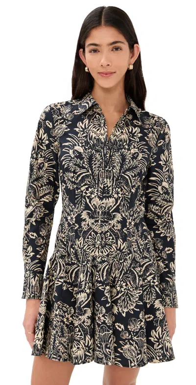 Ulla Johnson Taliah Long Sleeve Dress In Noir Floral In Multi