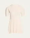 Ulla Johnson Talie Ribbed Puff-sleeve Mini Dress In Cowrie