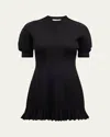 Ulla Johnson Talie Pleated Ribbed-knit Mini Dress In Noir