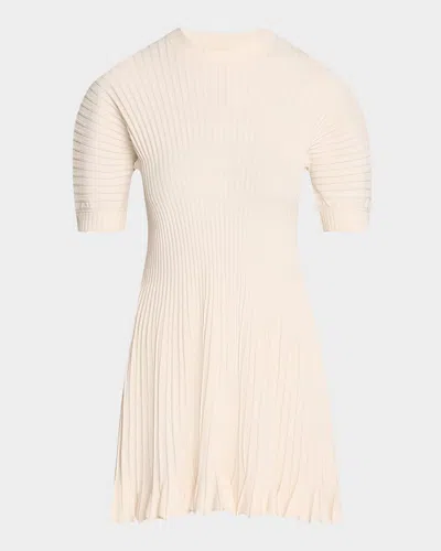 Ulla Johnson Talie Ribbed Puff-sleeve Mini Dress In White