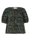 Ulla Johnson Talie Short-sleeve Blouse In Green