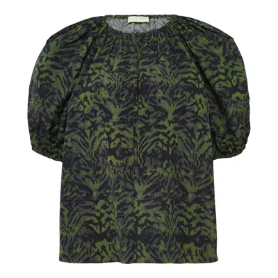 Ulla Johnson Talie Silk Short Sleeve Blouse In Multi