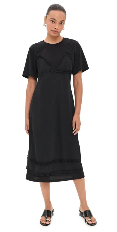 Ulla Johnson Tallis Ruffled Midi Dress In Black