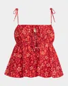 Ulla Johnson Tallulah Tie-shoulder Top In Coral