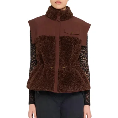 Ulla Johnson Tariet Teddy Fleece Vest In Onyx In Brown