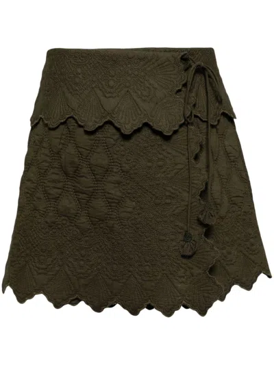 Ulla Johnson Taryn Quilted Cotton Mini Skirt In Olive