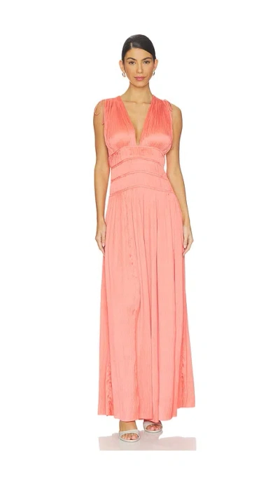 Ulla Johnson Tasneem Deep V Gown In Orange