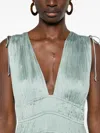 Ulla Johnson Tasneem Plissé Plunge Neck Gown In Green