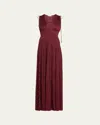 Ulla Johnson Satin Pleated Dress In Burgundy