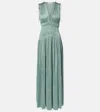 Ulla Johnson Tasneem Satin Plissé Gown In Blue