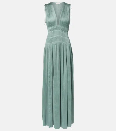 Ulla Johnson Tasneem Satin Plissé Gown In Blue