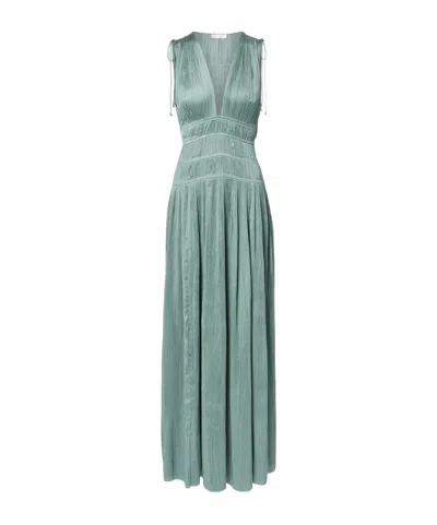 Ulla Johnson Tasneem Satin Plissé Gown In Blue