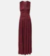 Ulla Johnson Tasneem Satin Plissé Gown In Burgundy