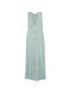 Ulla Johnson Tasneem Plissé Plunge Neck Gown In Blue