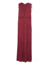 Ulla Johnson Tasneem V-neck Tie-shoulder Maxi Dress In Red