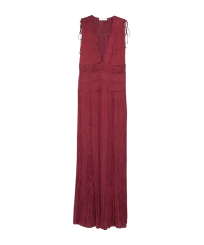 Ulla Johnson Tasneem V-neck Tie-shoulder Maxi Dress In Burgundy