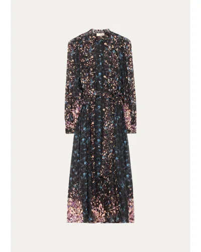Ulla Johnson Tessa Floral Silk Midi Shirtdress In Multi