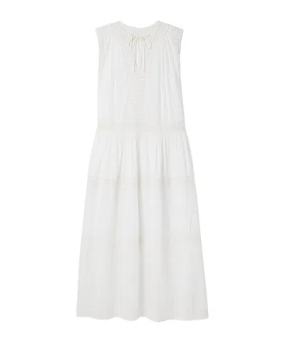 Ulla Johnson Thalia Hooked-edge Embellished Ultra-long Dress In White