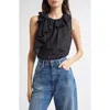 Ulla Johnson Thalia Ruffle Sleeveless Top In Black