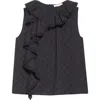 Ulla Johnson Thalia Ruffle Sleeveless Top In Noir