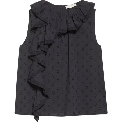 Ulla Johnson Thalia Ruffle Sleeveless Top In Noir
