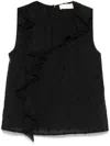Ulla Johnson Thalia Ruffle Sleeveless Top In Black