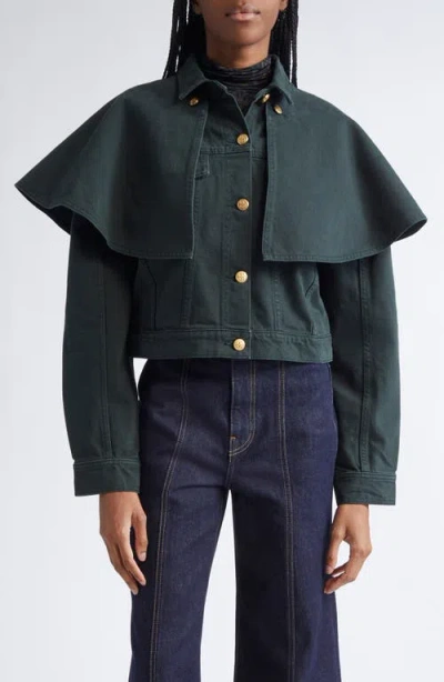 Ulla Johnson The Agata Cape Denim Jacket In Black