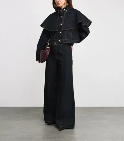 Ulla Johnson The Agata Denim Cape Jacket In Black